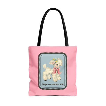 Rage Consumes Me Tote Bag with Flowers and Sheep