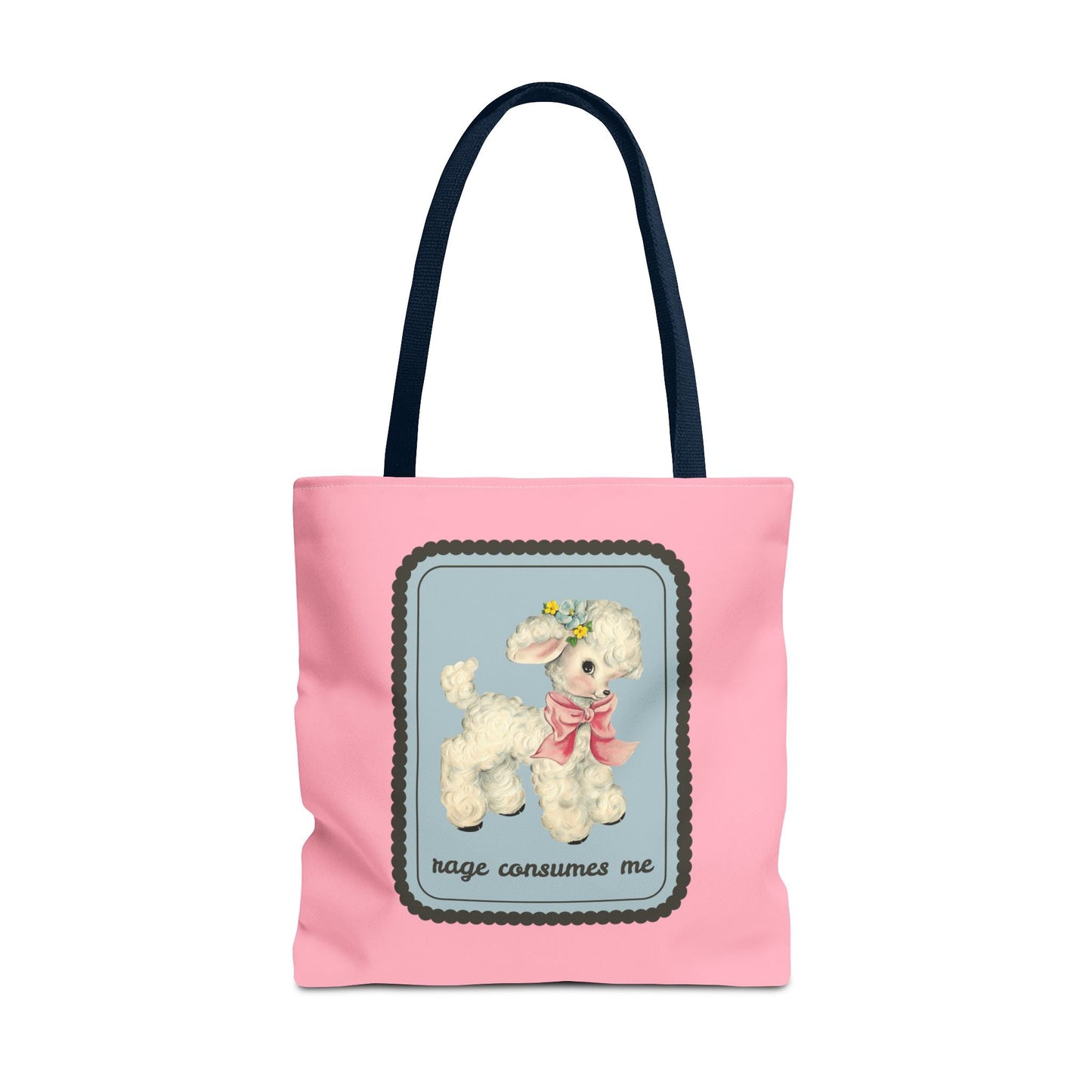 Rage Consumes Me Tote Bag with Flowers and Sheep