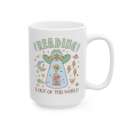 Reading is Out of This World: Funny Bookish Alien Mug
