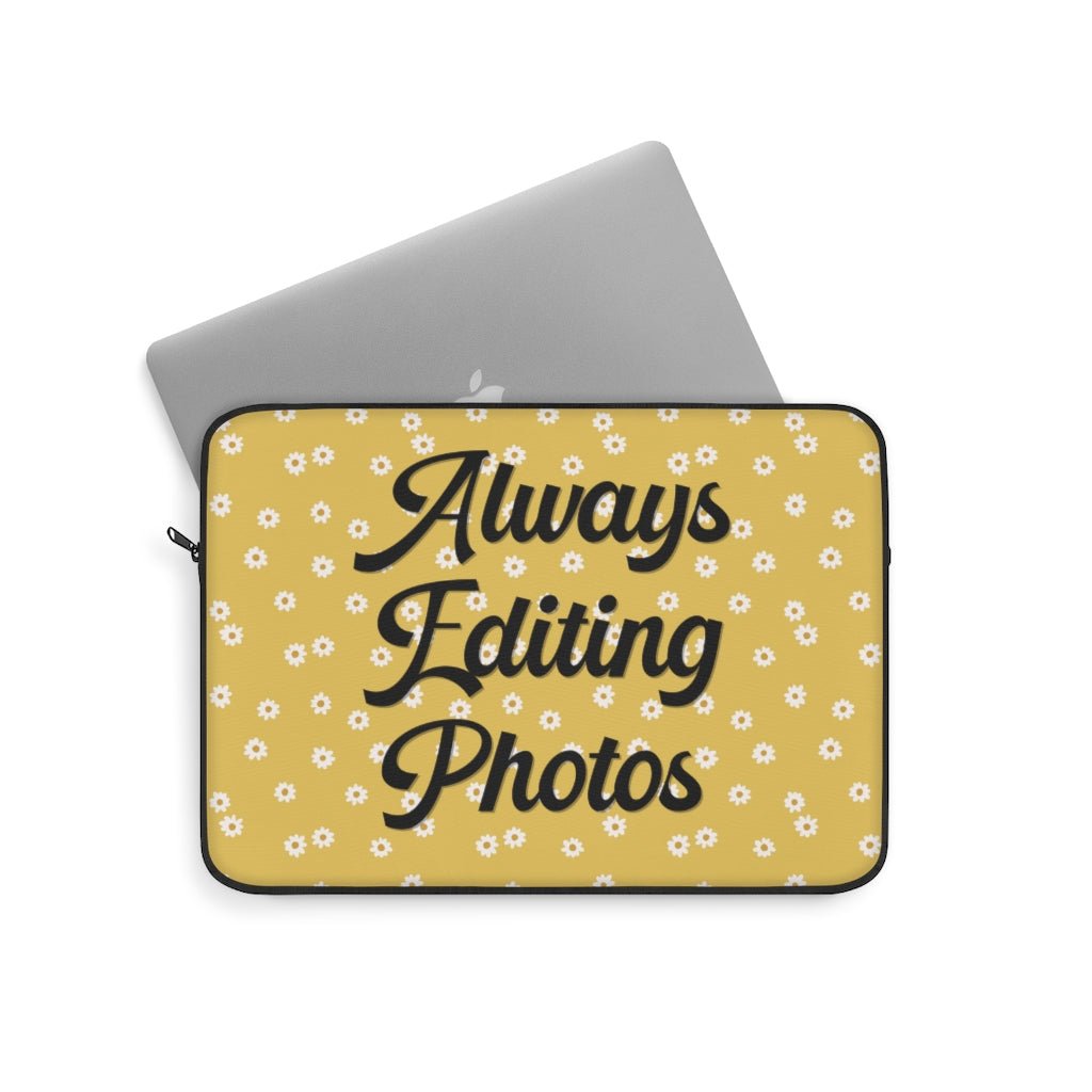 Retro Floral Laptop Sleeve: Always Editing Photos