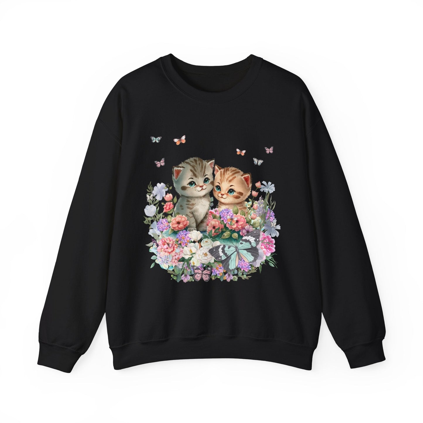 Sweatshirt: Cute Floral Cats