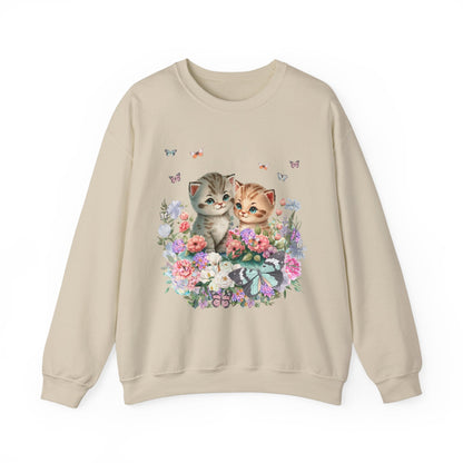 Sweatshirt: Cute Floral Cats