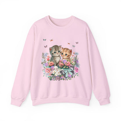 Sweatshirt: Cute Floral Cats