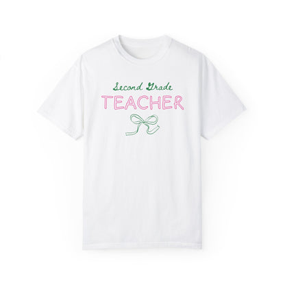 Second Grade Teacher Tee Shirt with Bow