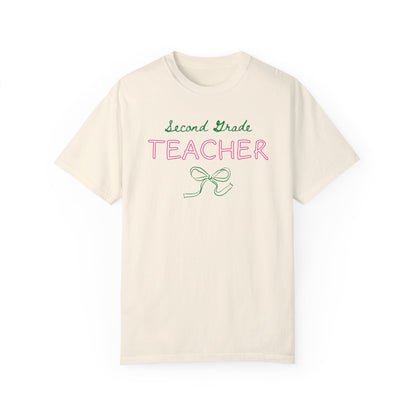 Second Grade Teacher Tee Shirt with Bow