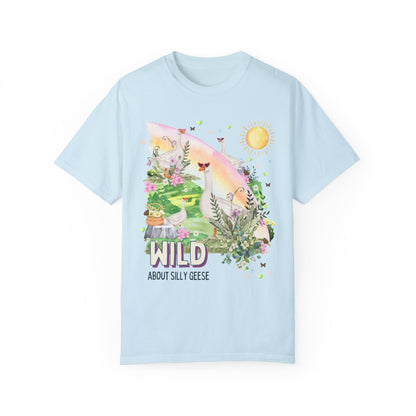 Silly Geese Tee Shirt with Flowers
