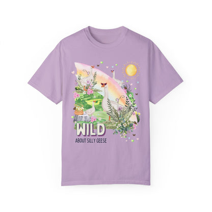 Silly Geese Tee Shirt with Flowers
