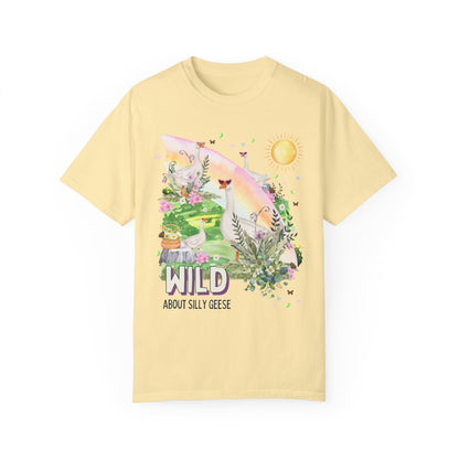 Silly Geese Tee Shirt with Flowers