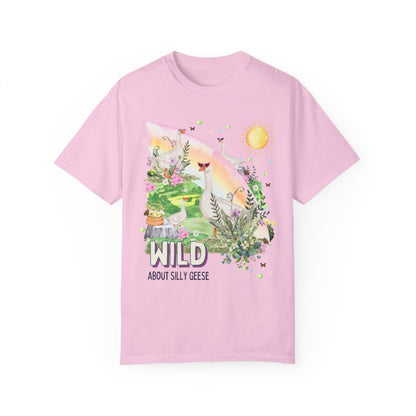 Silly Geese Tee Shirt with Flowers