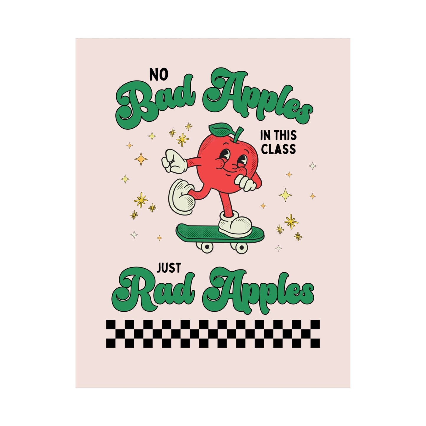 Silly Teacher Poster Print with Apple on a Skateboard