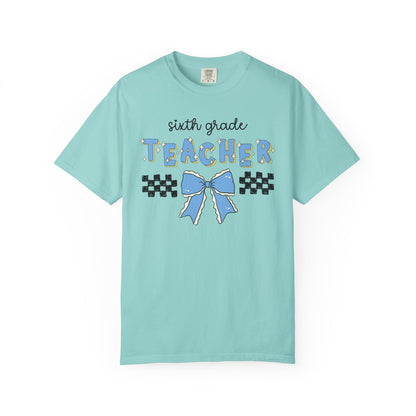 Sixth Grade Teacher Tee Shirt with Bow