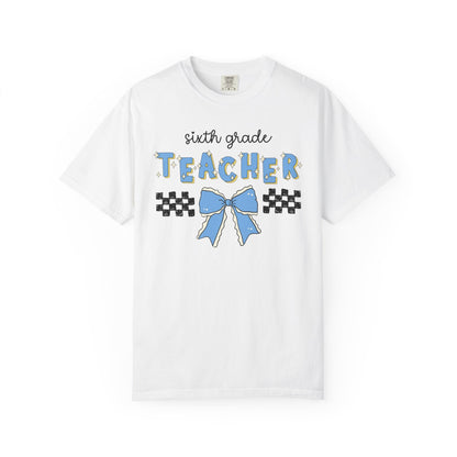 Sixth Grade Teacher Tee Shirt with Bow