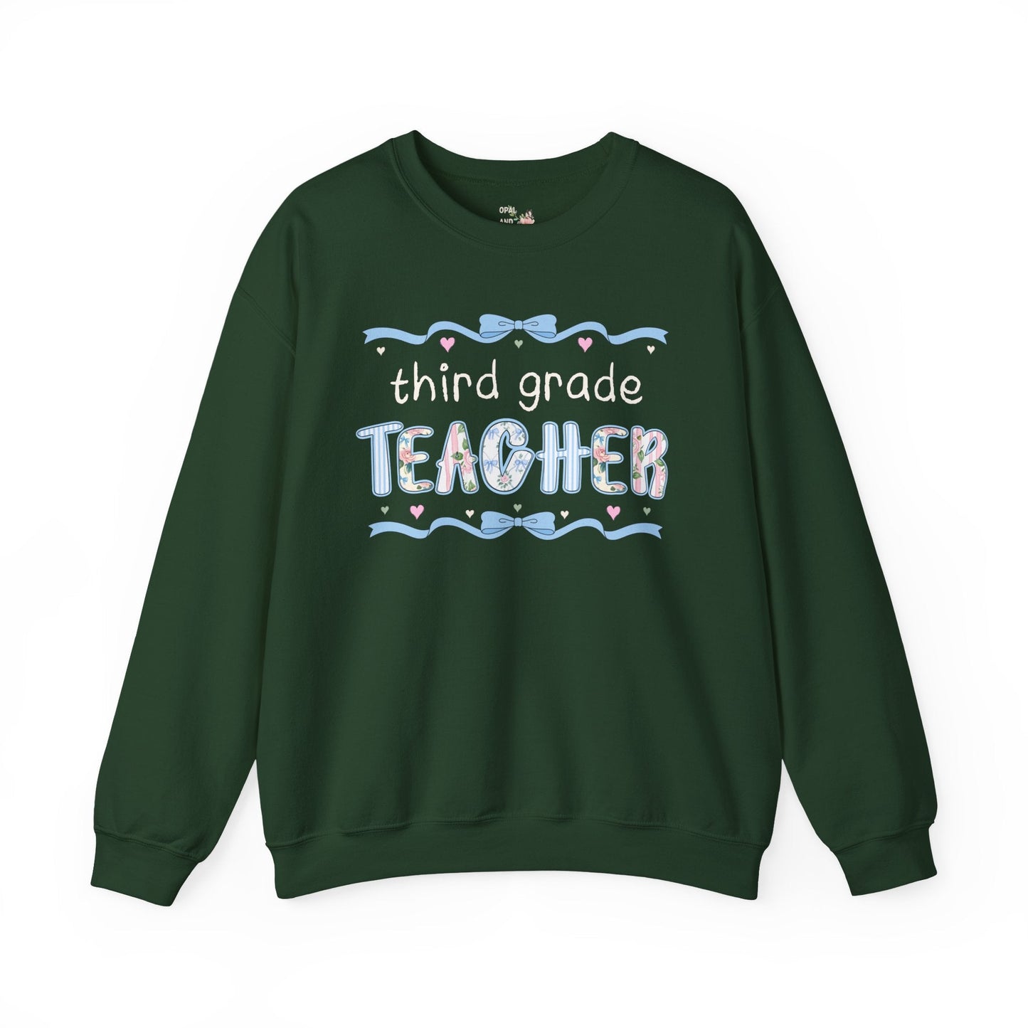 Third Grade Teacher Sweatshirt with Ribbon
