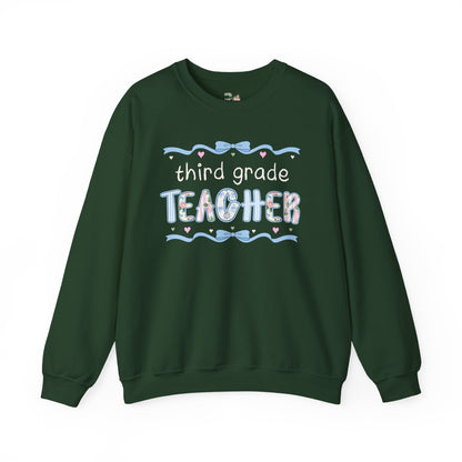Third Grade Teacher Sweatshirt with Ribbon