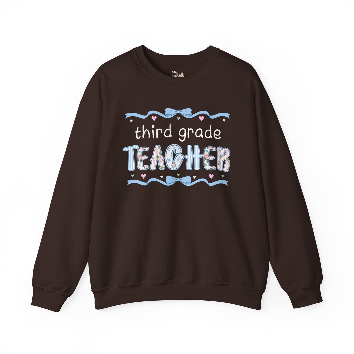 Third Grade Teacher Sweatshirt with Ribbon