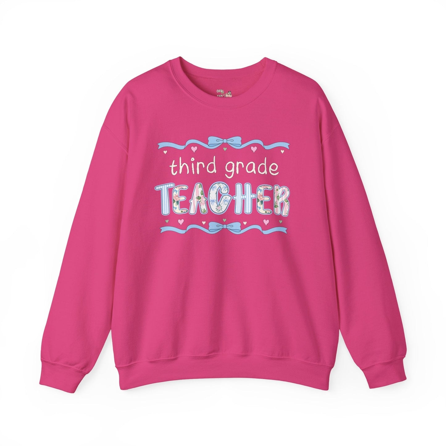 Third Grade Teacher Sweatshirt with Ribbon