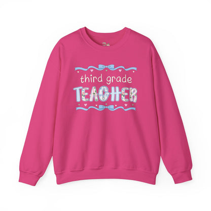 Third Grade Teacher Sweatshirt with Ribbon