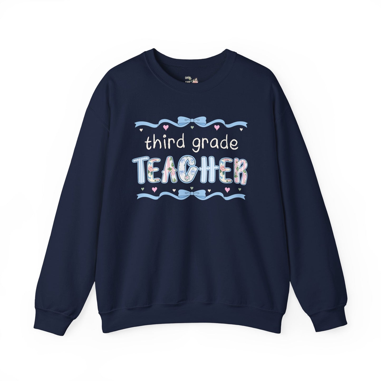Third Grade Teacher Sweatshirt with Ribbon