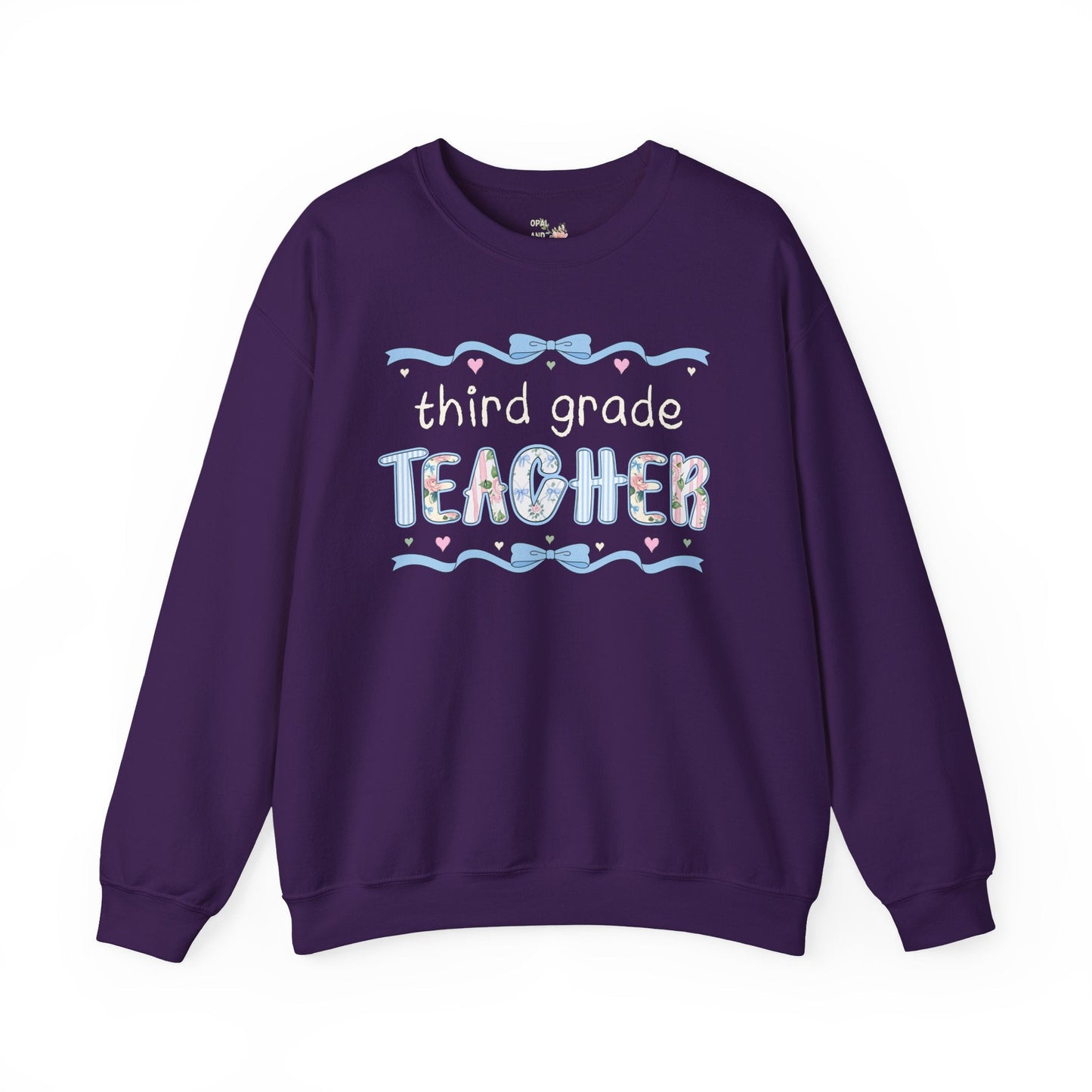 Third Grade Teacher Sweatshirt with Ribbon