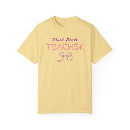 Third Grade Teacher Tee Shirt with Bow