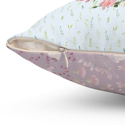 Watercolor Dinosaur Pillow, Brachiosaurus in Botanical Bouquet