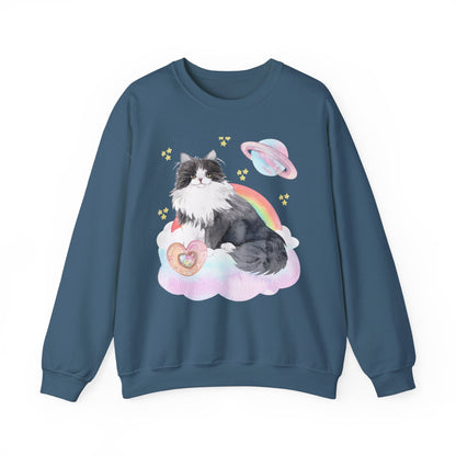 Weirdcore Cat Sweatshirt in Space