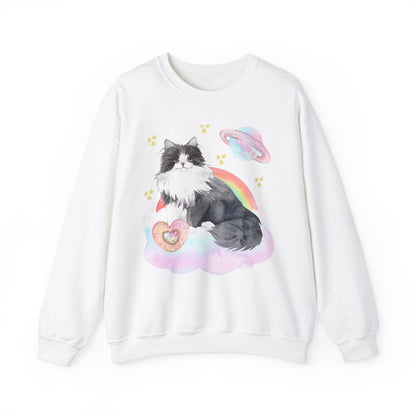 Weirdcore Cat Sweatshirt in Space