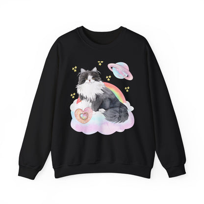Weirdcore Cat Sweatshirt in Space