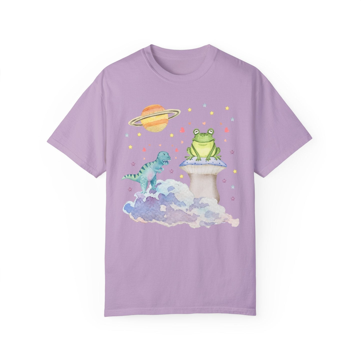 Weirdcore Pastel Goth T-Shirt with Dinosaur and Frog