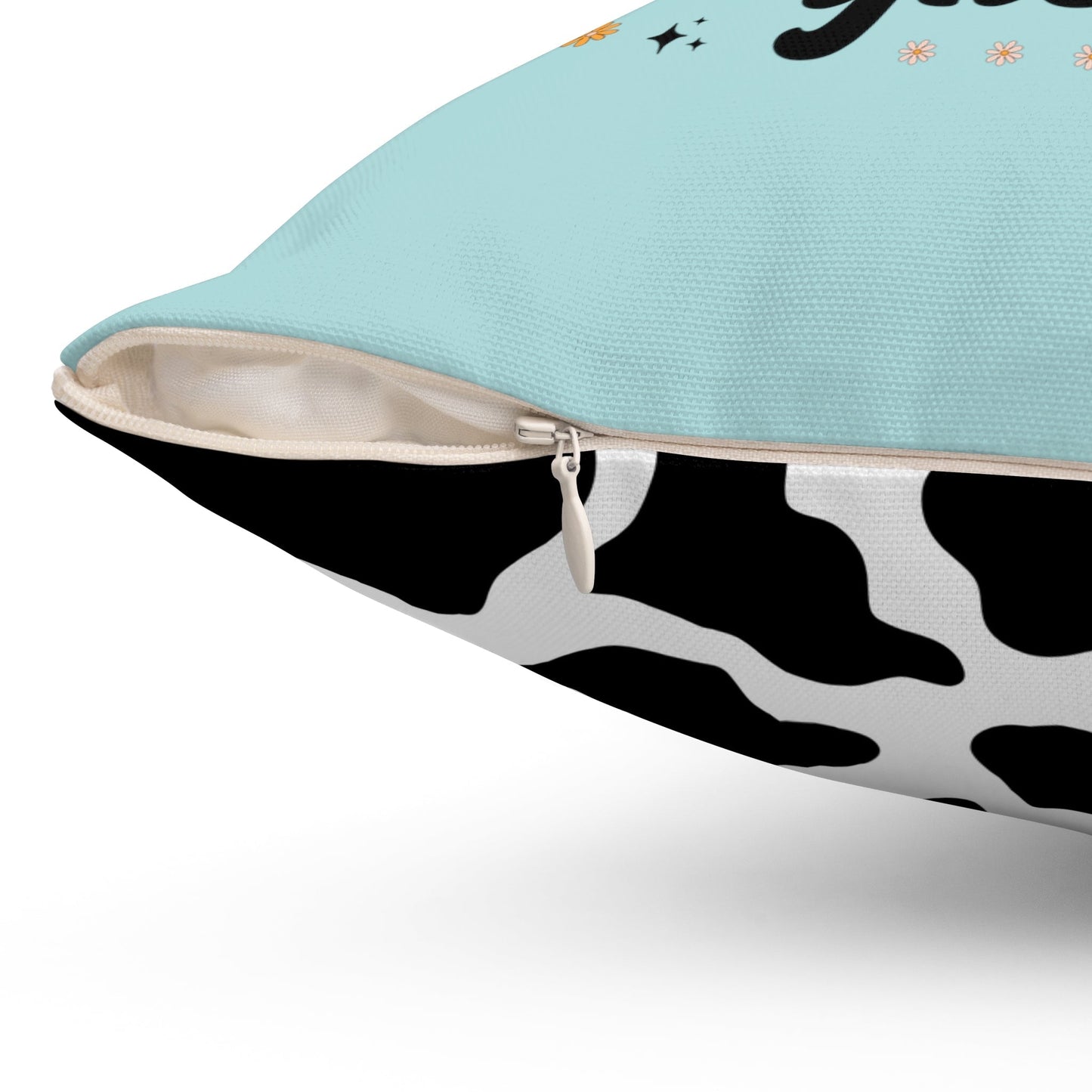 Western Halloween Pillow with Groovy Ghost Cowboy and Cow Print: Feeling Ghostly