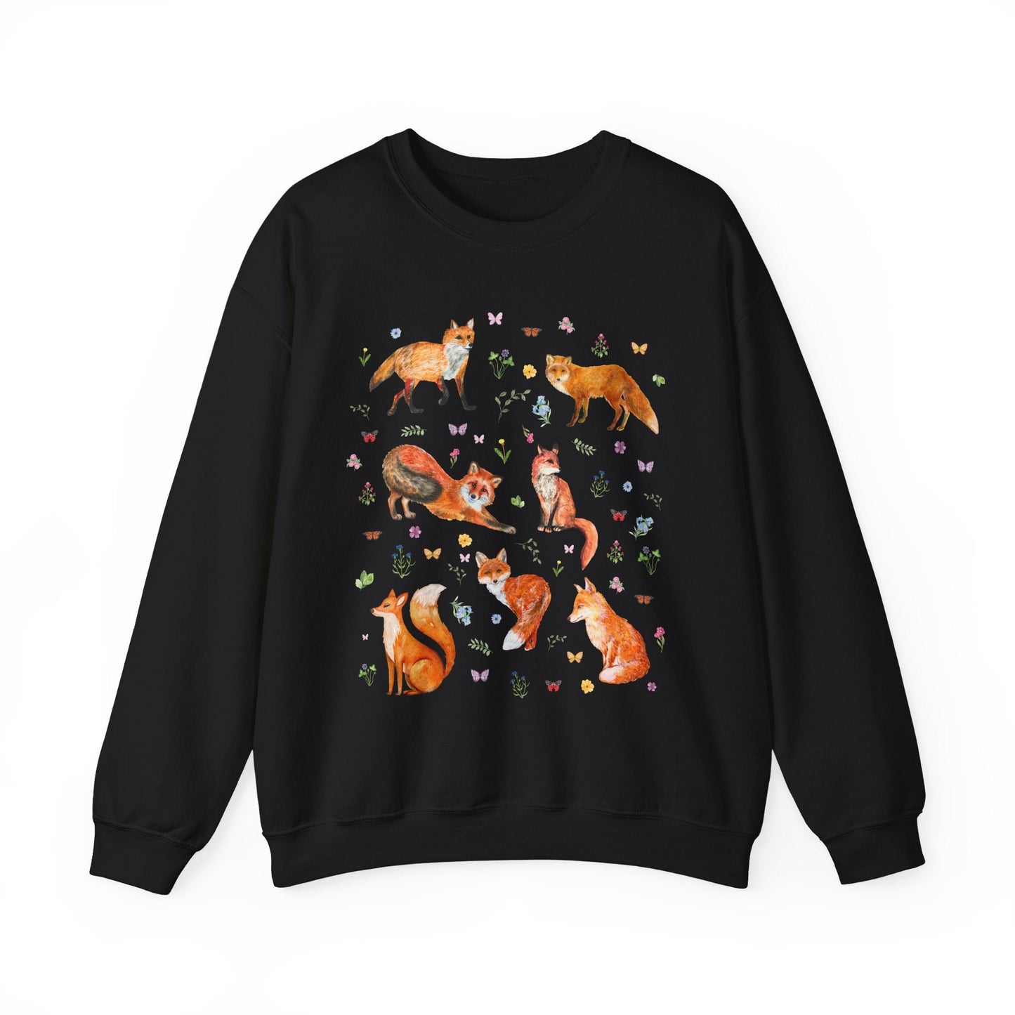 Whimsical Floral Fox Sweatshirt