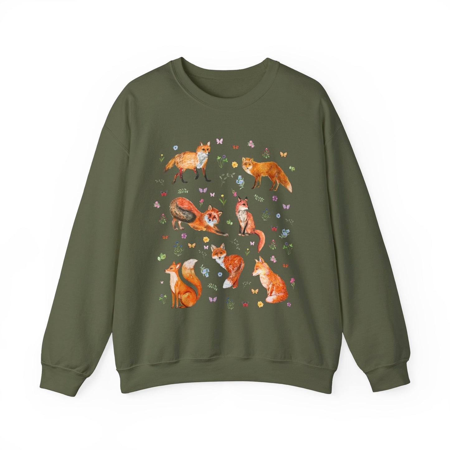 Whimsical Floral Fox Sweatshirt