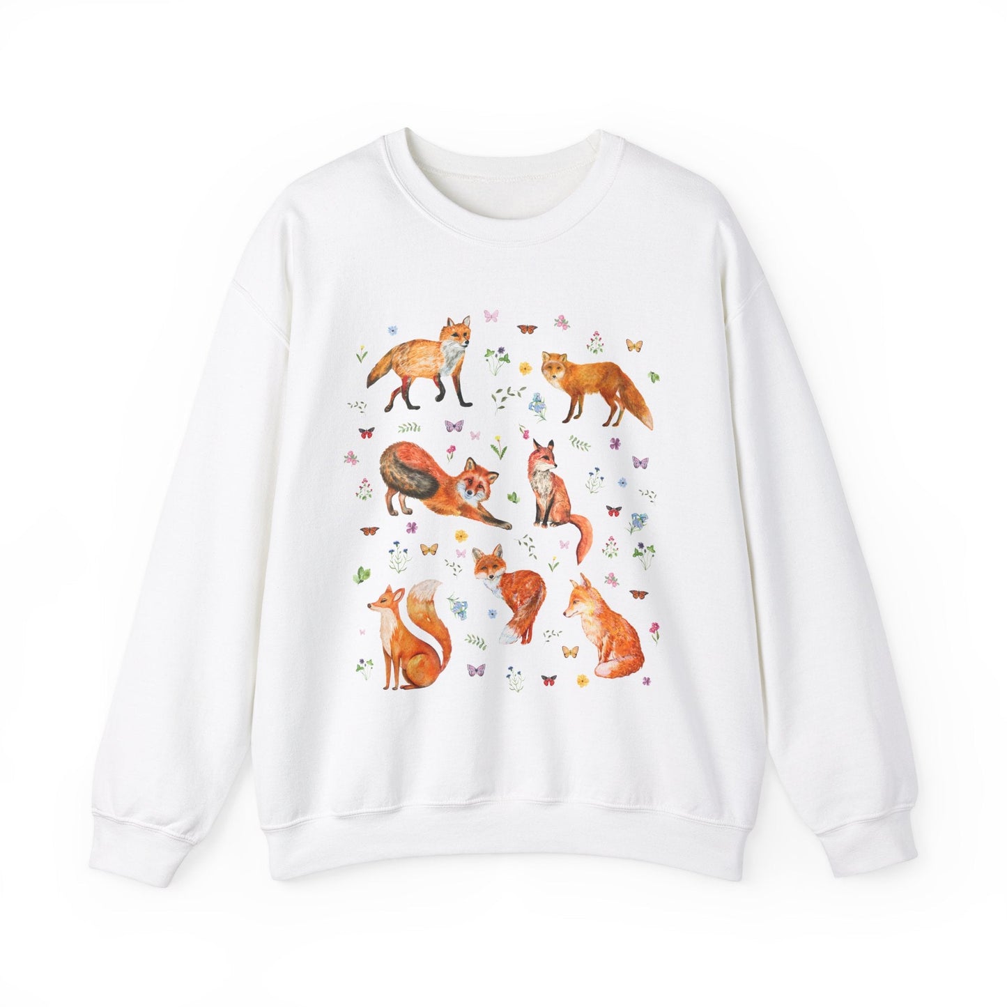 Whimsical Floral Fox Sweatshirt
